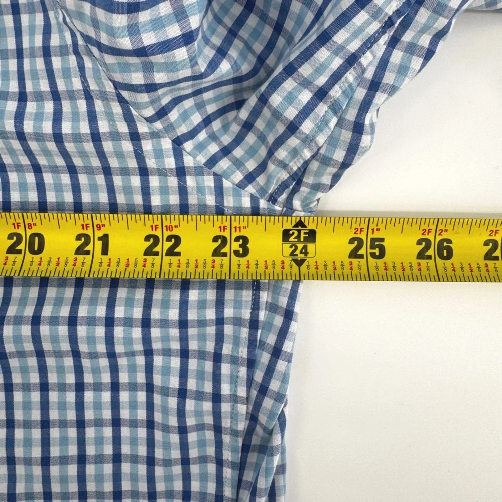 J. Crew Men's Blue Gingham‎ Check Button Down Shirt X Large 2 Ply Cotton